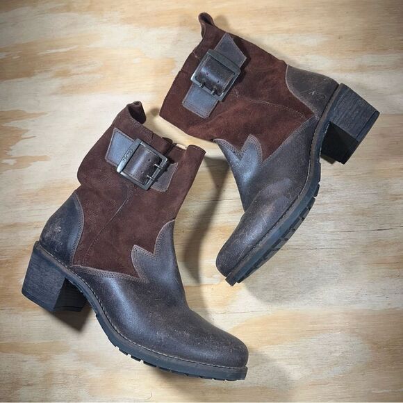 Olukai Brown Leather and Suede Ankle Boots Women’s Size 7 - Picture 2 of 8